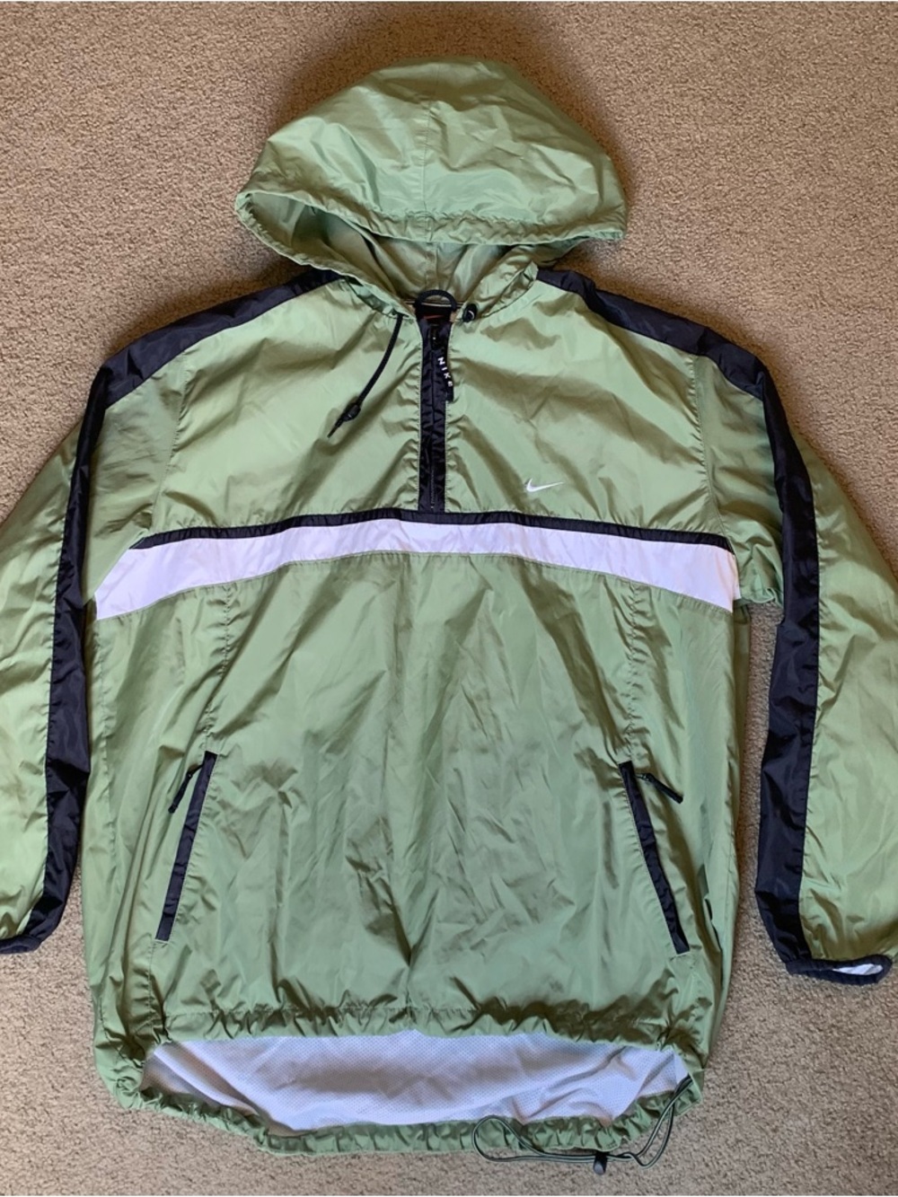 Vintage 90’s Nike Color Block Green & Black Anorak XL 16-18 Windbreaker Pullover